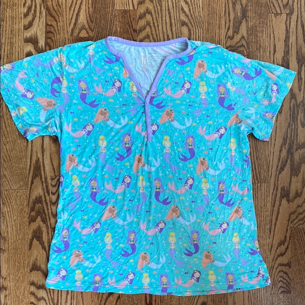 Little Sleepies Turquoise Mermaid Print Short Sleeve Pajama Top